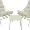 SALON DUO RELAX 2 CHAISES 1 TABLE ACIER CREME