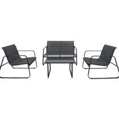 SALON JARDIN ESSENTIEL ANTHRACITE 4 PLACES