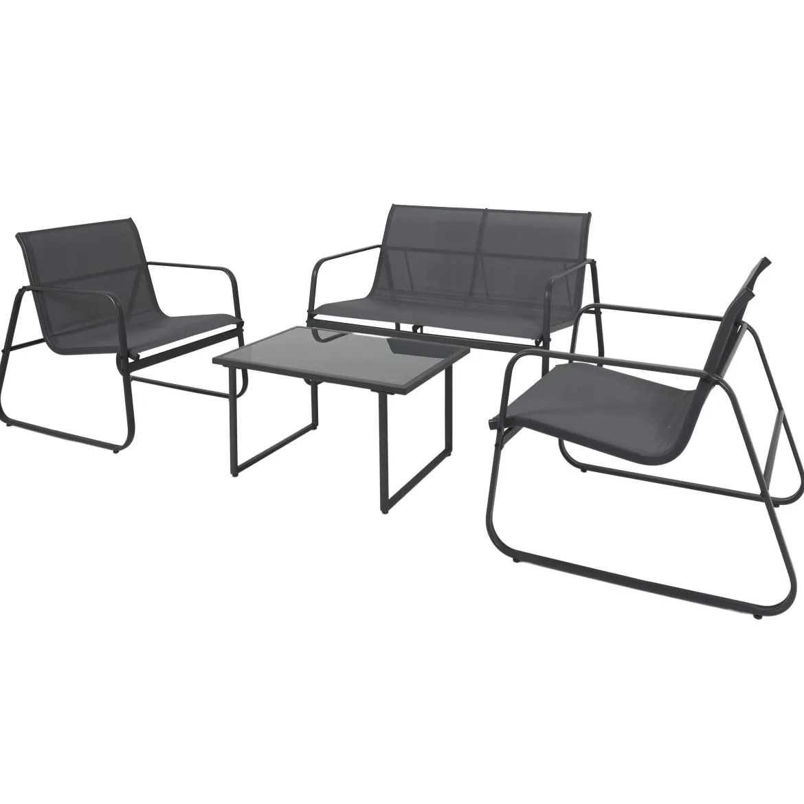 SALON JARDIN ESSENTIEL ANTHRACITE 4 PLACES
