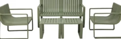 SALON JARDIN 4 PLACES 2 TABLES VERT