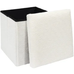 SCOTT COFFRE POUF PLIABLE COTELE BEIGE