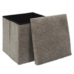 SCOTT COFFRE POUF PLIABLE COTELE TAUPE