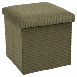 SCOTT COFFRE POUF PLIABLE COTELE VERT