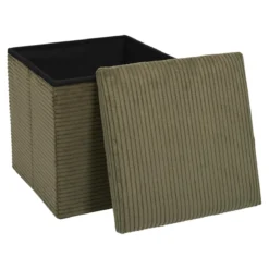 SCOTT COFFRE POUF PLIABLE COTELE VERT