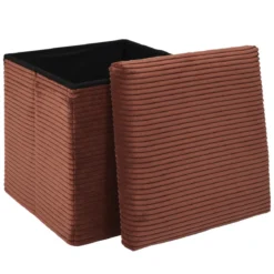SCOTT COFFRE POUF PLIABLE COTELE TERRACOTTA