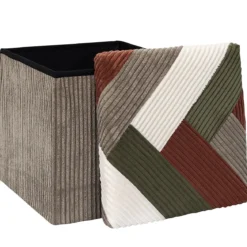 SCOTT COFFRE POUF PLIABLE PATCHWORK COTELE