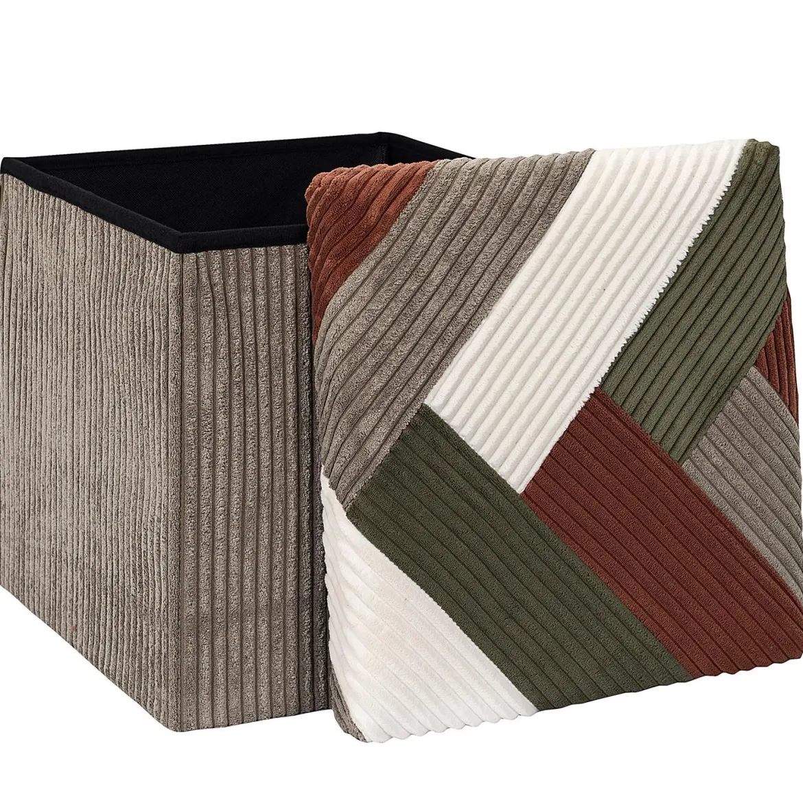 SCOTT COFFRE POUF PLIABLE PATCHWORK COTELE
