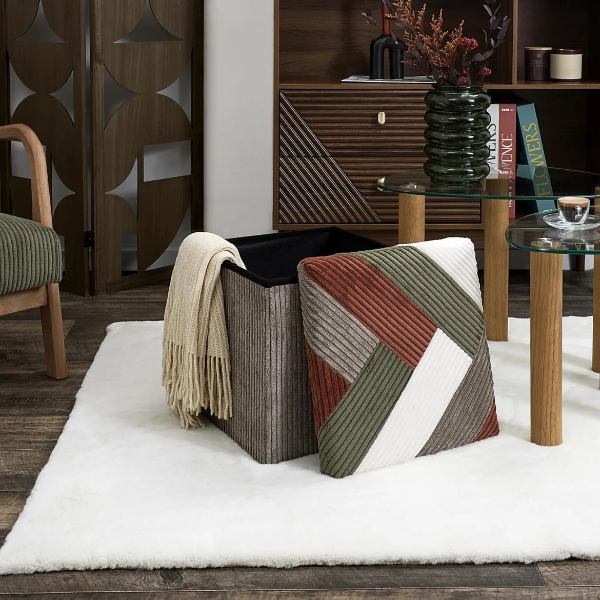 SCOTT COFFRE POUF PLIABLE PATCHWORK COTELE