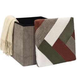 SCOTT COFFRE POUF PLIABLE PATCHWORK COTELE