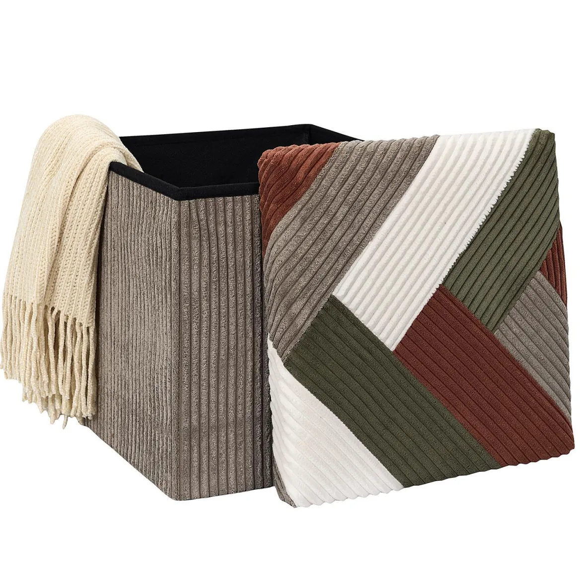 SCOTT COFFRE POUF PLIABLE PATCHWORK COTELE