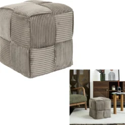 SCOTT POUF COTELE TRESSE TAUPE