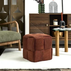 SCOTT POUF COTELE TRESSE TERRACOTTA