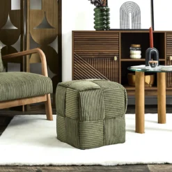 SCOTT POUF COTELE TRESSE VERT