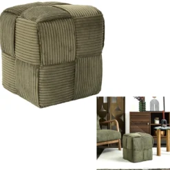 SCOTT POUF COTELE TRESSE VERT
