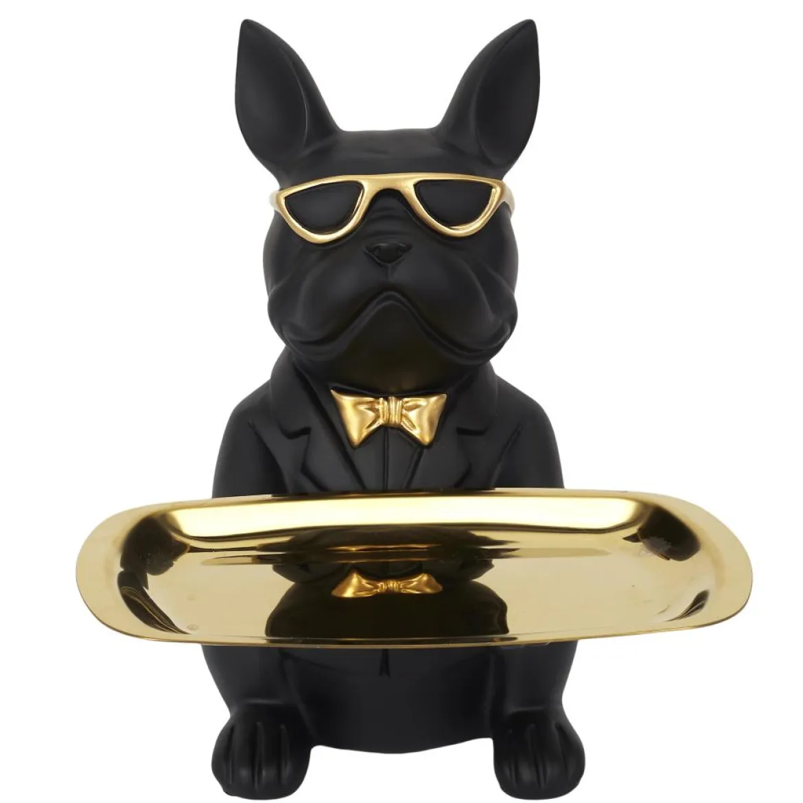 SCULPTURE DECO BULLDOG NOIR VIDE POCHE 21CM