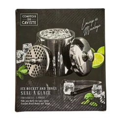 SEAU GLACE METAL COUVERCLE ET PINCE 1.3L