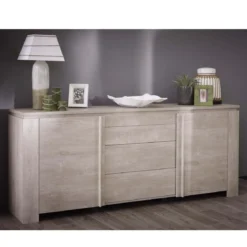 SEGUR ENFILADE 2PORTES 3 TIROIR CHENE CHAMPAGNE