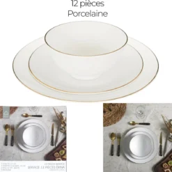 SERVICE TABLE PORCELAINE ERINA X12 PIECES