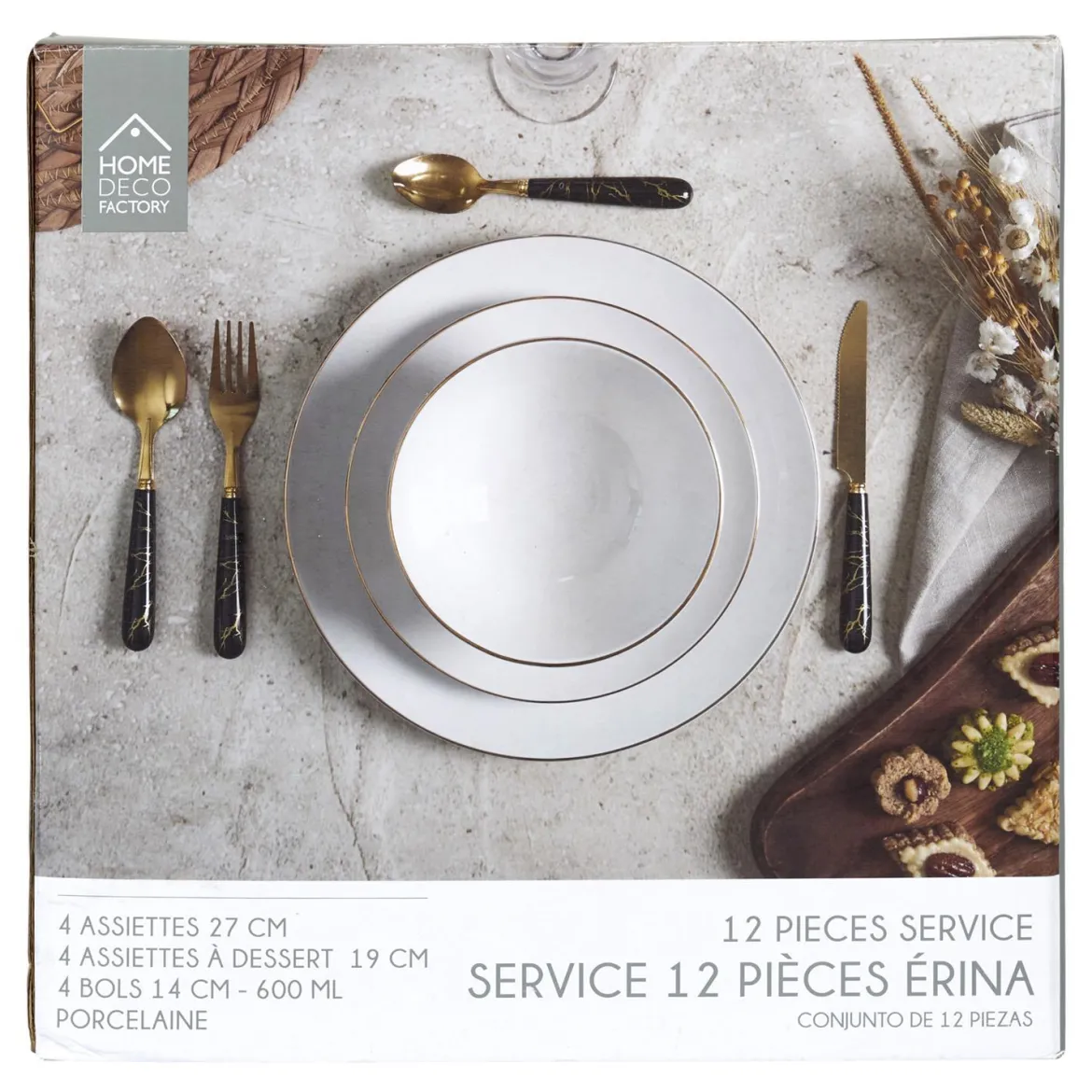 SERVICE TABLE PORCELAINE ERINA X12 PIECES