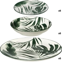 SERVICE VAISSELLE 18 PIECES PALME VERT