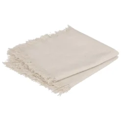SERVIETTE COTON FRANGE MAHA BLANC 40X40CM X2 PIECES