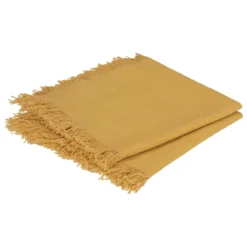 SERVIETTE COTON FRANGE MAHA OCRE 40X40CM X2 PIECES