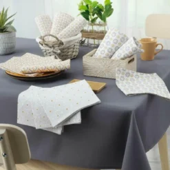 3 SERVIETTES DE TABLE 40X40 CM COTON IMPRIME AZELIA