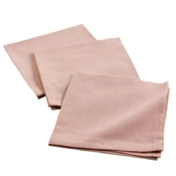 3 SERVIETTES DE TABLE 40X40 CM COTON UNI INITIA ROSE