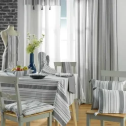 3 SERVIETTES DE TABLE 40X40CM TISSE SANTORIN GRIS BLANC