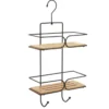 SERVITEUR FIL METAL 2 ETAGERES BAMBOU NOIR