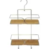 SERVITEUR FIL METAL   2 ETAGERES BAMBOU   CHROME   BAMBOU