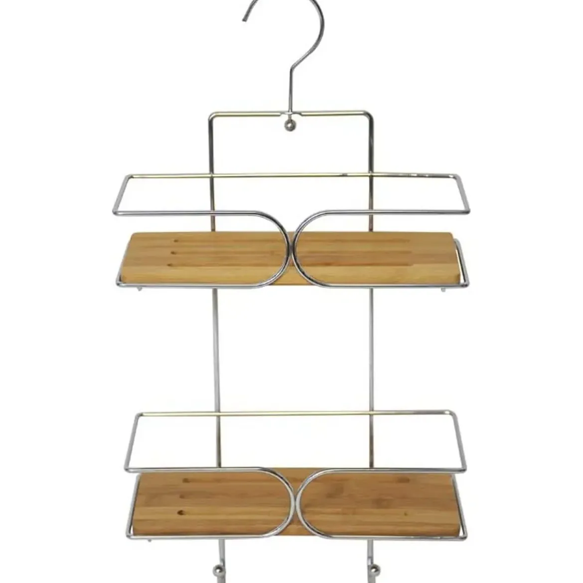 SERVITEUR FIL METAL 2 ETAGERES BAMBOU CHROME BAMBOU