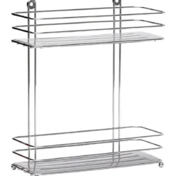 SERVITEUR METAL 2 ETAGERES PLATEAUX CHROME GRIS