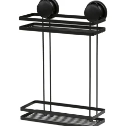SERVITEUR METAL 2 ETAGERES SUR VENTOUSE NOIR