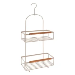 SERVITEUR RECTANGLE METAL 2 NIVEAUX CROCHET ACACIA BEIGE