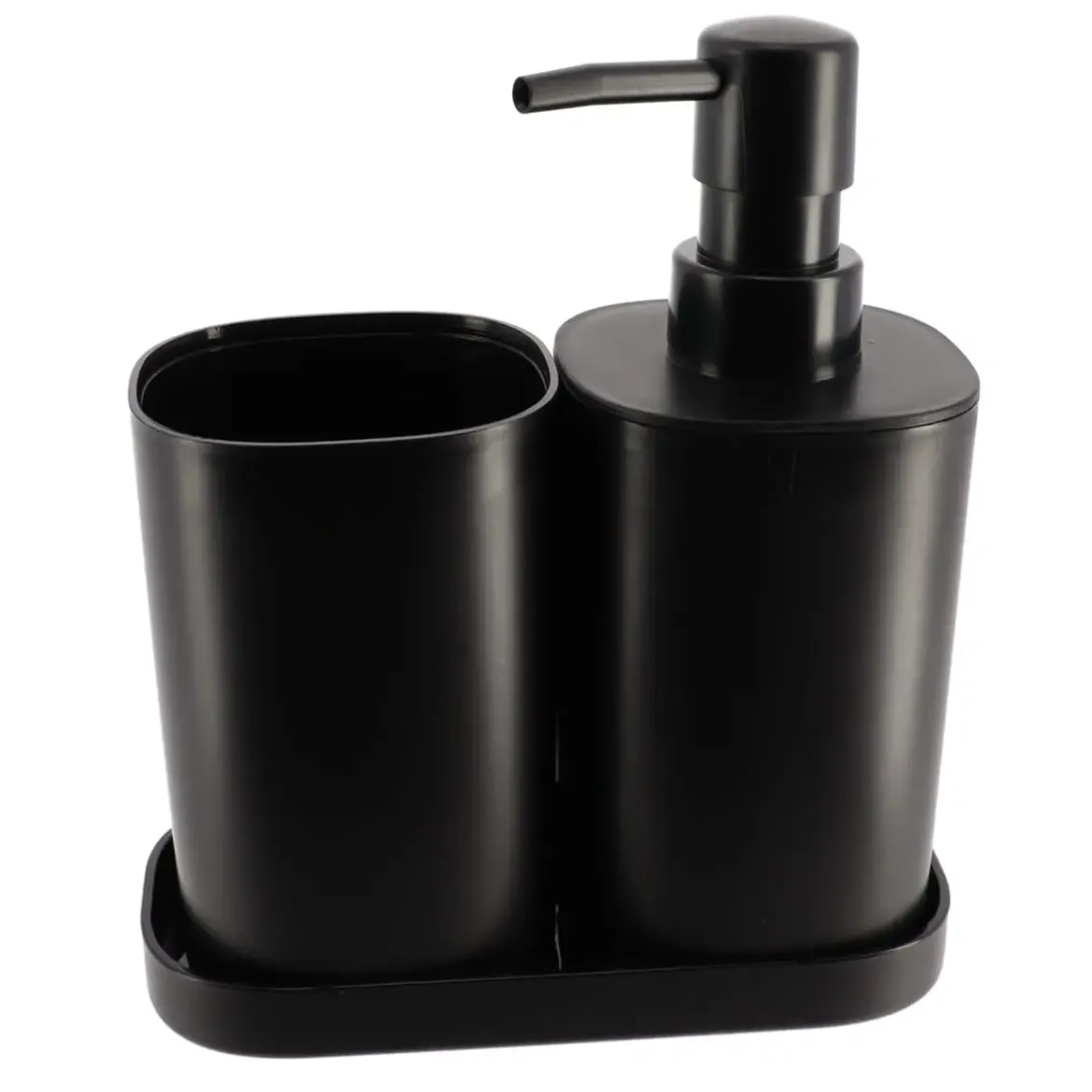 SET 3 ACCESSOIRES GOBELET DISTRIBUTEUR ET PORTE SAVON NOIR