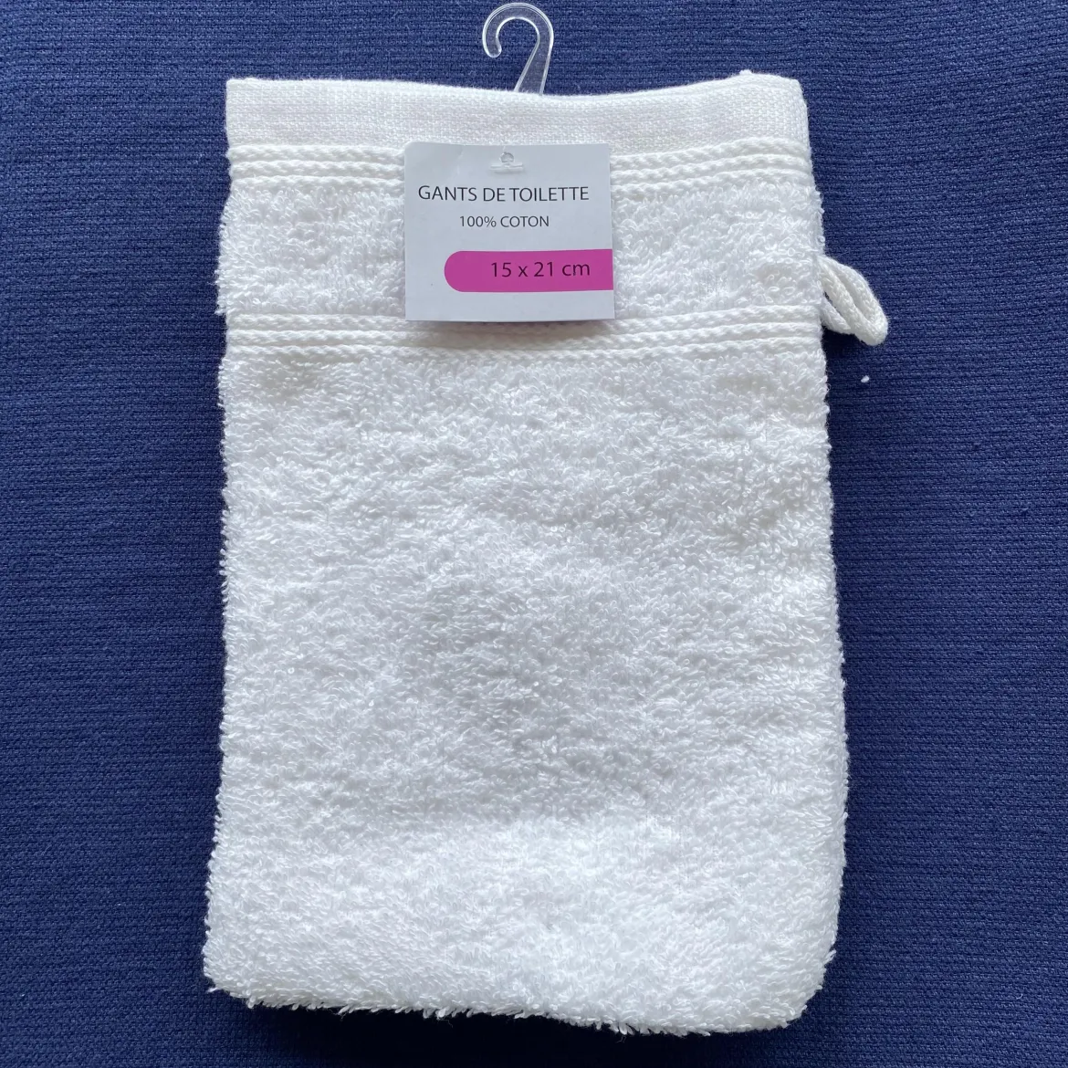 SET 2 GANTS TOILETTE 16X21CM BLANC