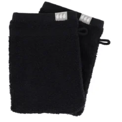 SET 2 GANTS TOILETTE 15X21CM COTON NOIR