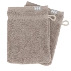 SET 2 GANTS TOILETTE 15X21CM COTON TAUPE