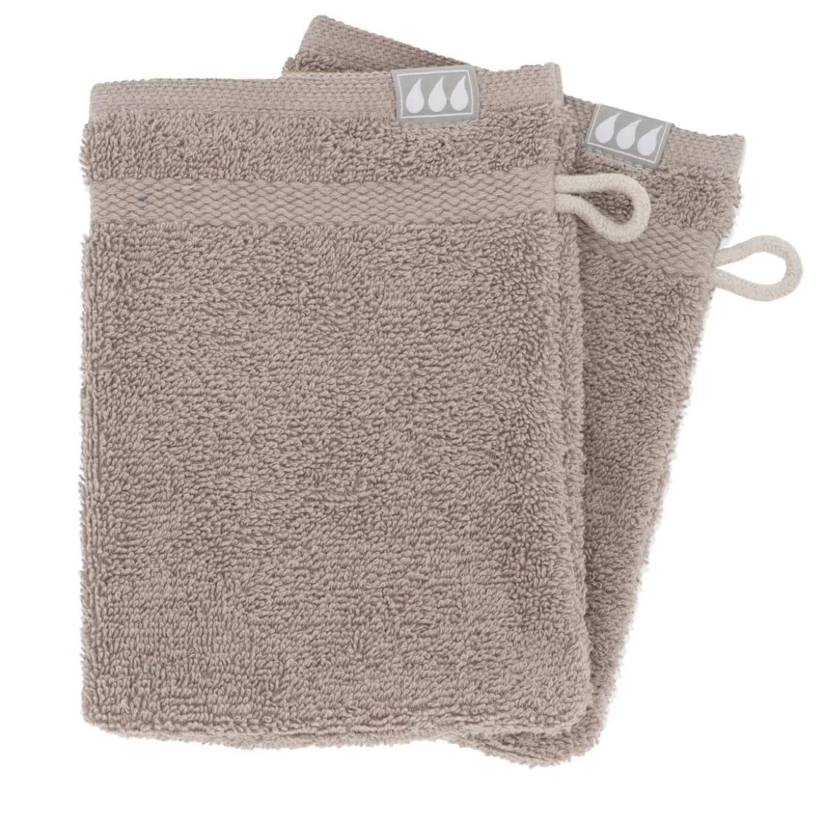 SET 2 GANTS TOILETTE 15X21CM COTON TAUPE