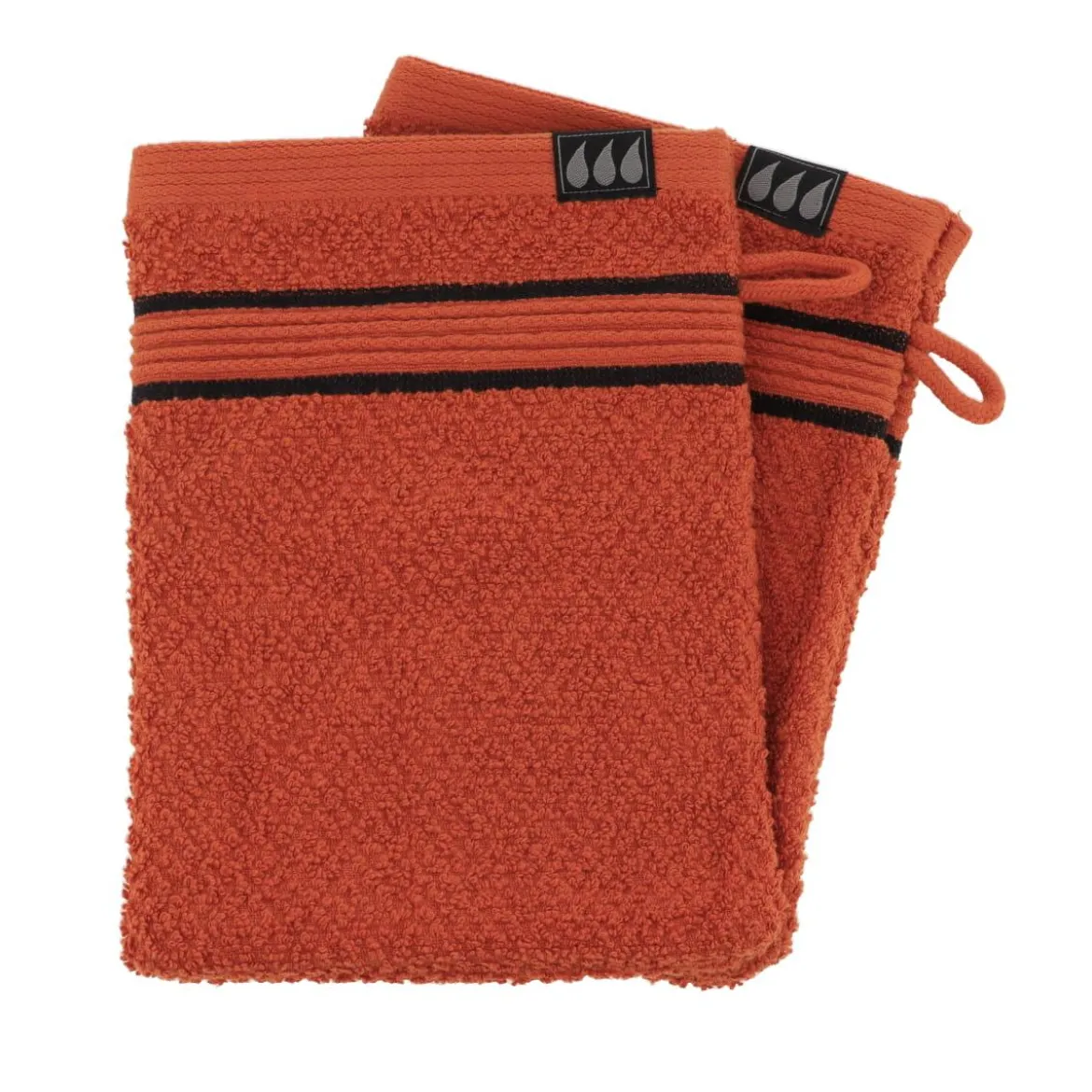 SET 2 GANTS TOILETTE 15X21CM COTON TERRE DE SIENNE