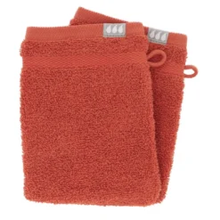 SET 2 GANTS TOILETTE 15X21CM COTON TERRACOTTA