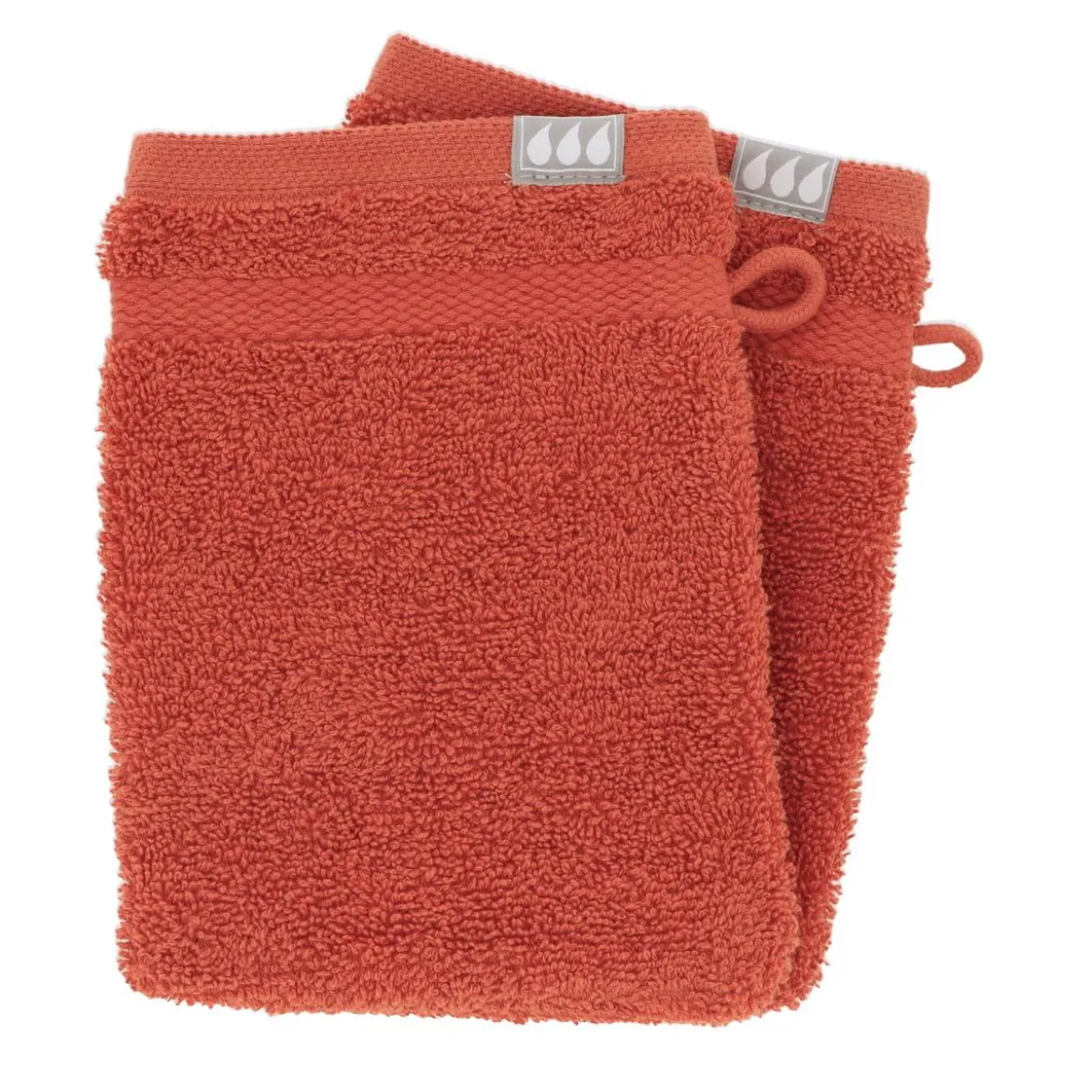 SET 2 GANTS TOILETTE 15X21CM COTON TERRACOTTA
