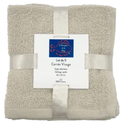 SET DE 5 SERVIETTES INVITE 30X30CM BEIGE
