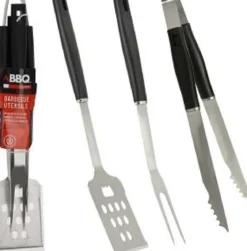 SET 3 ACCESSOIRES BARBECUE METAL ET NOIR