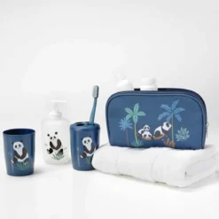 SET 4 ACCESSOIRES SALLE DE BAIN IMPRIME PETIT PANDA