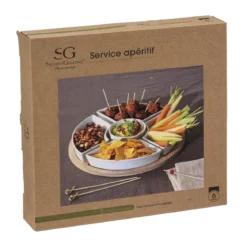 SET APERITIF BAMBOU BLANC ROND X6 PIECES