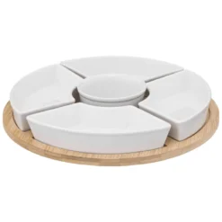 SET APERITIF BAMBOU BLANC ROND X6 PIECES
