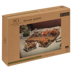 SET APERITIF BAMBOU VERRE 7 PIECES