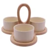 SET APERO 3 COUPELLES BEIGE ET PLATEAU